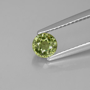 0.61 ct Green Demantoid Garnet Gemstone, Demantoid Garnet Gem in Round Facet Shape for Sale.