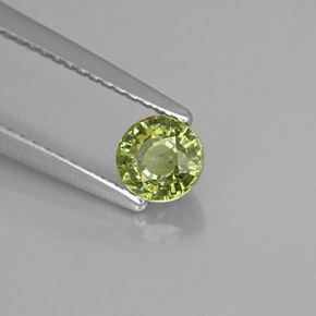 0.61 ct Green Demantoid Garnet Stone, Natural Demantoid Garnet in Round Facet Shape for Sale