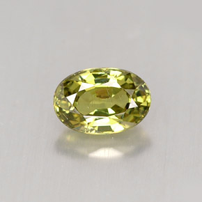 0.68 ct Green Demantoid Garnet Gemstone, Demantoid Garnet Gem in Oval Facet Shape for Sale.