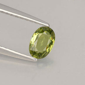 0.45 ct Green Demantoid Garnet Stone, Natural Demantoid Garnet in Oval Facet Shape for Sale