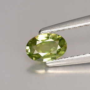 0.42 ct Green Demantoid Garnet Gemstone, Demantoid Garnet Gem in Oval Facet Shape for Sale.