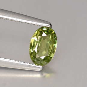 0.42 ct Green Demantoid Garnet Stone, Natural Demantoid Garnet in Oval Facet Shape for Sale