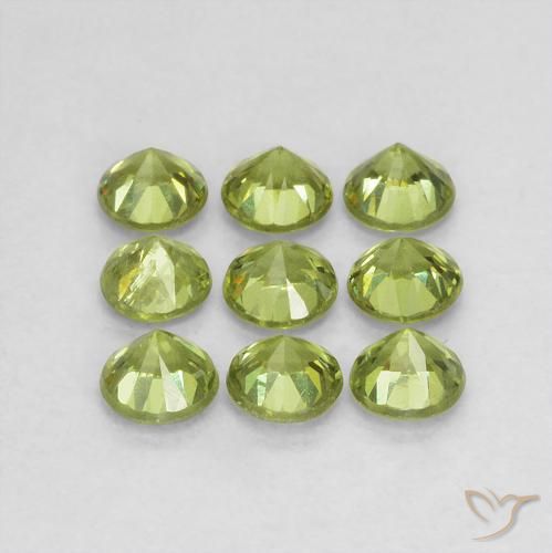 Demantoid Garnet Gemstones in 3.5 mm (calibrated) Size for Sale, Demantoid Garnet Stones in Yellowish Green Color