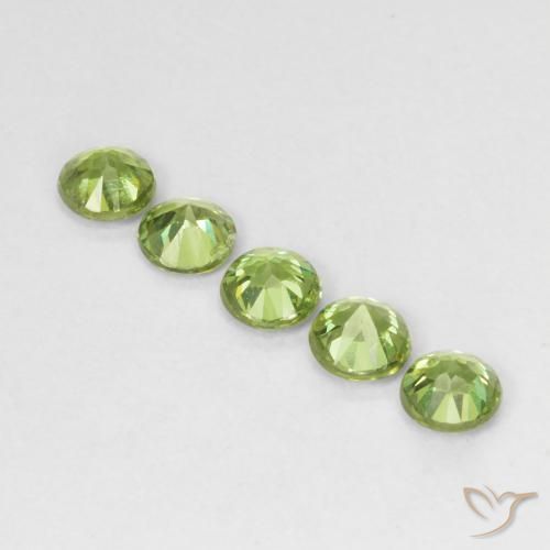 Demantoid Garnet Gemstones in 4 mm (calibrated) Size for Sale, Demantoid Garnet Stones in Light Lively Green Color