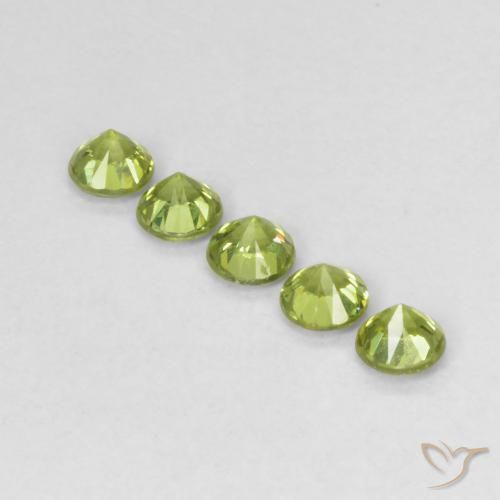 Demantoid Garnet Gemstones in 4 mm (calibrated) Size for Sale, Demantoid Garnet Stones in Lively Yellowish Green Color