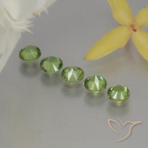 Demantoid Garnet Gemstones in 4 mm (calibrated) Size for Sale, Demantoid Garnet Stones in Warm Green Color
