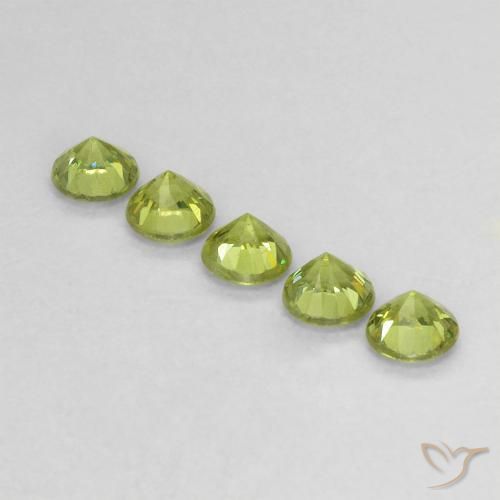 Demantoid Garnet Gemstones in 3.5 mm (calibrated) Size for Sale, Demantoid Garnet Stones in Medium Green Color