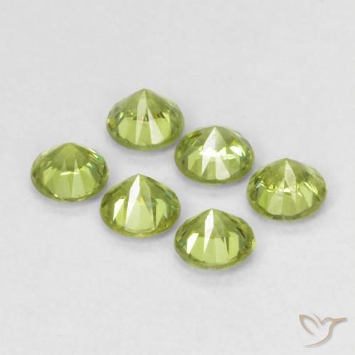 Demantoid Garnet Gemstones in 3.5 mm (calibrated) Size for Sale, Demantoid Garnet Stones in Medium Green Color