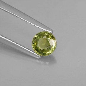 0.61 ct Green Demantoid Garnet Stone, Natural Demantoid Garnet in Round Facet Shape for Sale