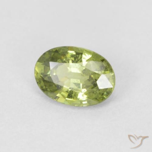 0.59 ct Green Demantoid Garnet Stone, Natural Demantoid Garnet in Oval Facet Shape for Sale