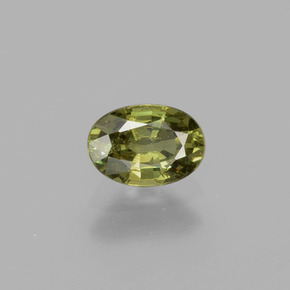 0.65 ct Green Demantoid Garnet Stone, Natural Demantoid Garnet in Oval Facet Shape for Sale