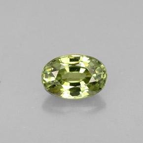 0.67 ct Green Demantoid Garnet Gemstone, Demantoid Garnet Gem in Oval Facet Shape for Sale.