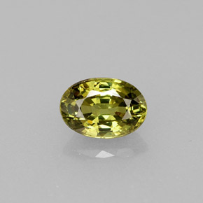0.65 ct Green Demantoid Garnet Gemstone, Demantoid Garnet Gem in Oval Facet Shape for Sale.