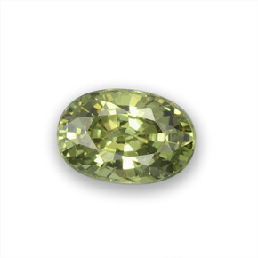0.64 ct Green Demantoid Garnet Gemstone, Demantoid Garnet Gem in Oval Facet Shape for Sale.
