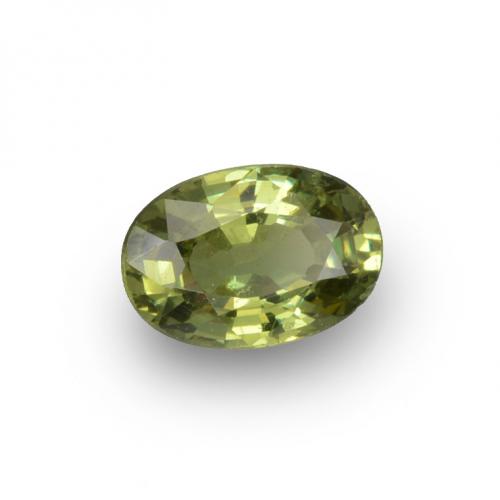 0.65 ct Green Demantoid Garnet Stone, Natural Demantoid Garnet in Oval Facet Shape for Sale