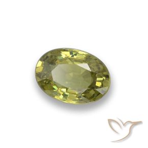 0.53 ct Green Demantoid Garnet Stone, Natural Demantoid Garnet in Oval Facet Shape for Sale