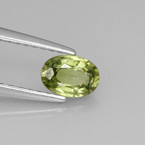 0.53 ct Green Demantoid Garnet Stone, Natural Demantoid Garnet in Oval Facet Shape for Sale