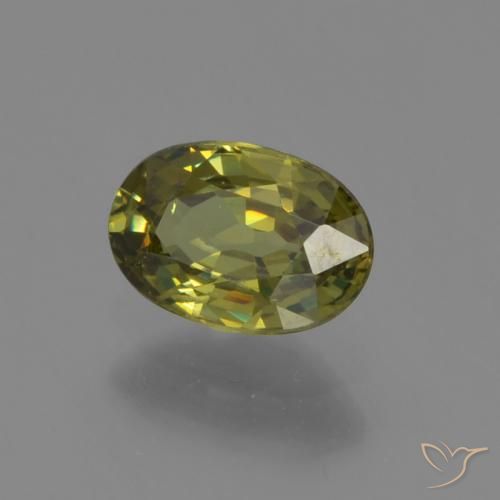 0.61 ct Green Demantoid Garnet Stone, Natural Demantoid Garnet in Oval Facet Shape for Sale