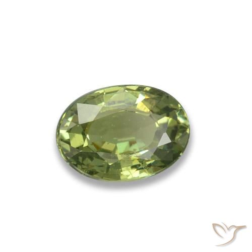 0.65 ct Green Demantoid Garnet Stone, Natural Demantoid Garnet in Oval Facet Shape for Sale