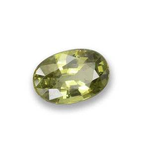 0.58 ct Green Demantoid Garnet Stone, Natural Demantoid Garnet in Oval Facet Shape for Sale