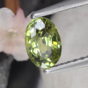 0.58 ct Green Demantoid Garnet Stone, Natural Demantoid Garnet in Oval Facet Shape for Sale