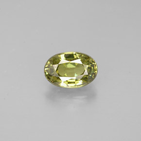 0.67 ct Yellow Demantoid Garnet Gemstone, Demantoid Garnet Gem in Oval Facet Shape for Sale.
