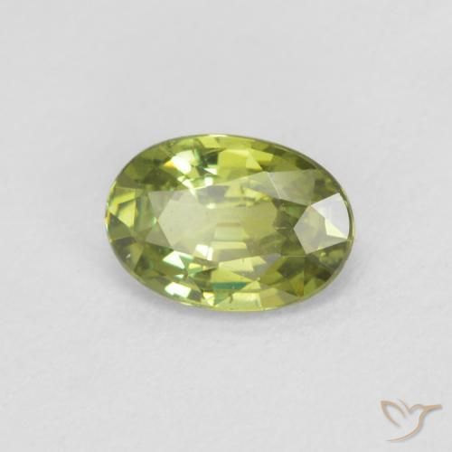 0.60 ct Green Demantoid Garnet Stone, Natural Demantoid Garnet in Oval Facet Shape for Sale