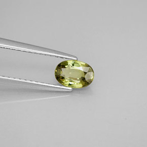0.63 ct Green Demantoid Garnet Stone, Natural Demantoid Garnet in Oval Facet Shape for Sale