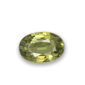 0.54 ct Green Demantoid Garnet Gemstone, Demantoid Garnet Gem in Oval Facet Shape for Sale.