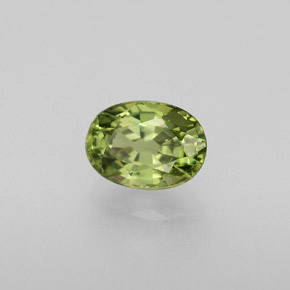 0.72 ct Green Demantoid Garnet Stone, Natural Demantoid Garnet in Oval Facet Shape for Sale