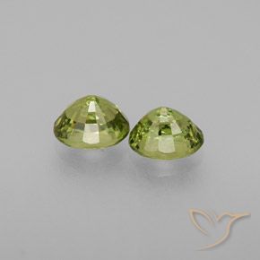 Demantoid Garnet Gemstones in 4.8 x 3.7 mm Size for Sale, Demantoid Garnet Stones in Medium Light Green Color