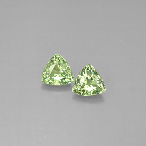 0.86 ct Green Demantoid Garnet Gemstone, Demantoid Garnet Gem in Trillion Facet Shape for Sale.