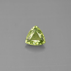 0.56 ct Green Demantoid Garnet Gemstone, Demantoid Garnet Gem in Trillion Facet Shape for Sale.
