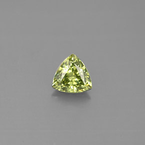0.53 ct Green Demantoid Garnet Gemstone, Demantoid Garnet Gem in Trillion Facet Shape for Sale.