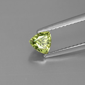 0.55 ct Green Demantoid Garnet Stone, Natural Demantoid Garnet in Trillion Facet Shape for Sale