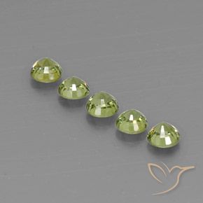 Demantoid Garnet Gemstones in 4 mm (calibrated) Size for Sale, Demantoid Garnet Stones in Olive Green  Color