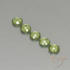 Demantoid Garnet Gemstones in 4 mm (calibrated) Size for Sale, Demantoid Garnet Stones in Light Green Color