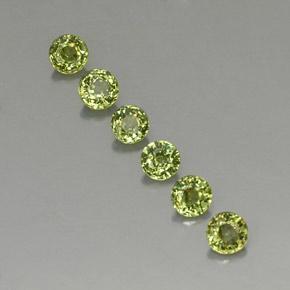 Lot de 6pc Grenat Démantoïdes Vert Tour de Namibie - Taille 3,8mm, poids total 1,62 ct / moyenne 0,27 ct chaque, couleur : Vert éclatant, dureté de Mohs 7 à 7.5 convient aux bijoux de tous les jours, pierre de sagesse, Photo A