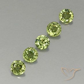 1.34 ctw Green Demantoid Garnet Stones, Natural Demantoid Garnet in Round Facet Shape for Sale
