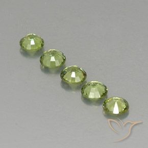 Demantoid Garnet Gemstones in 4 mm (calibrated) Size for Sale, Demantoid Garnet Stones in Warm Green Color