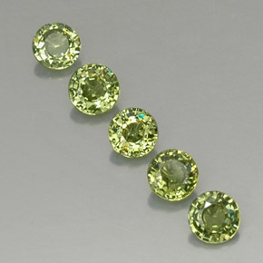 1.73 ct Green Demantoid Garnet Gemstone, Demantoid Garnet Gem in Round Facet Shape for Sale.