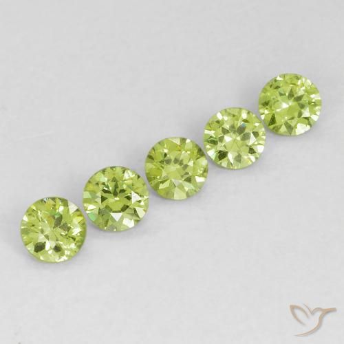 0.76 ctw Green Demantoid Garnet Stones, Natural Demantoid Garnet in Round Facet Shape for Sale
