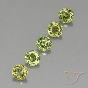 1.44 ctw Green Demantoid Garnet Stones, Natural Demantoid Garnet in Round Facet Shape for Sale
