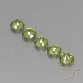 Demantoid Garnet Gemstones in 4 mm (calibrated) Size for Sale, Demantoid Garnet Stones in Yellow Green  Color