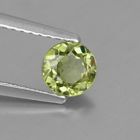 0.63 ct Green Demantoid Garnet Stone, Natural Demantoid Garnet in Round Facet Shape for Sale