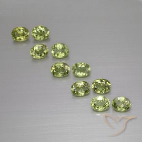 2.37 ctw Green Demantoid Garnet Stones, Natural Demantoid Garnet in Oval Facet Shape for Sale