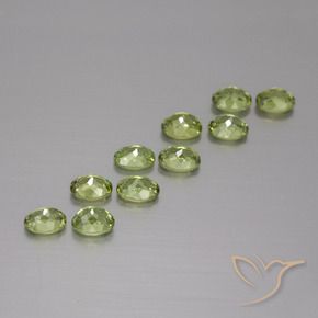 Demantoid Garnet Gemstones in 4.1 x 3.2 mm Size for Sale, Demantoid Garnet Stones in Medium Green Color