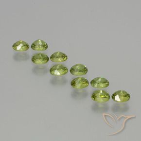 Demantoid Garnet Gemstones in 4.1 x 3.3 mm Size for Sale, Demantoid Garnet Stones in Yellowish Green Color