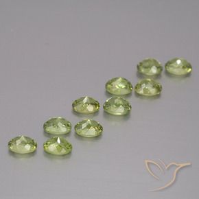 Demantoid Garnet Gemstones in 4 x 3 mm (calibrated) Size for Sale, Demantoid Garnet Stones in Medium Green Color