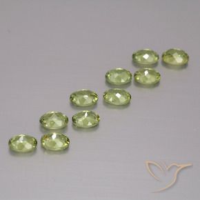 Demantoid Garnet Gemstones in 4 x 3 mm (calibrated) Size for Sale, Demantoid Garnet Stones in Warm Earthy Green Color
